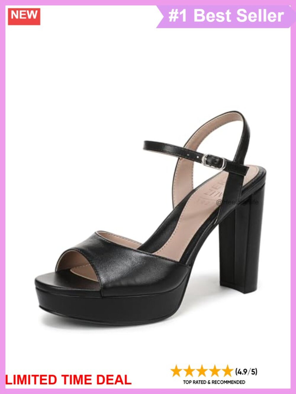 Naturalizer Marigold Platform Sandals Leather Peep Toe Ankle Strap